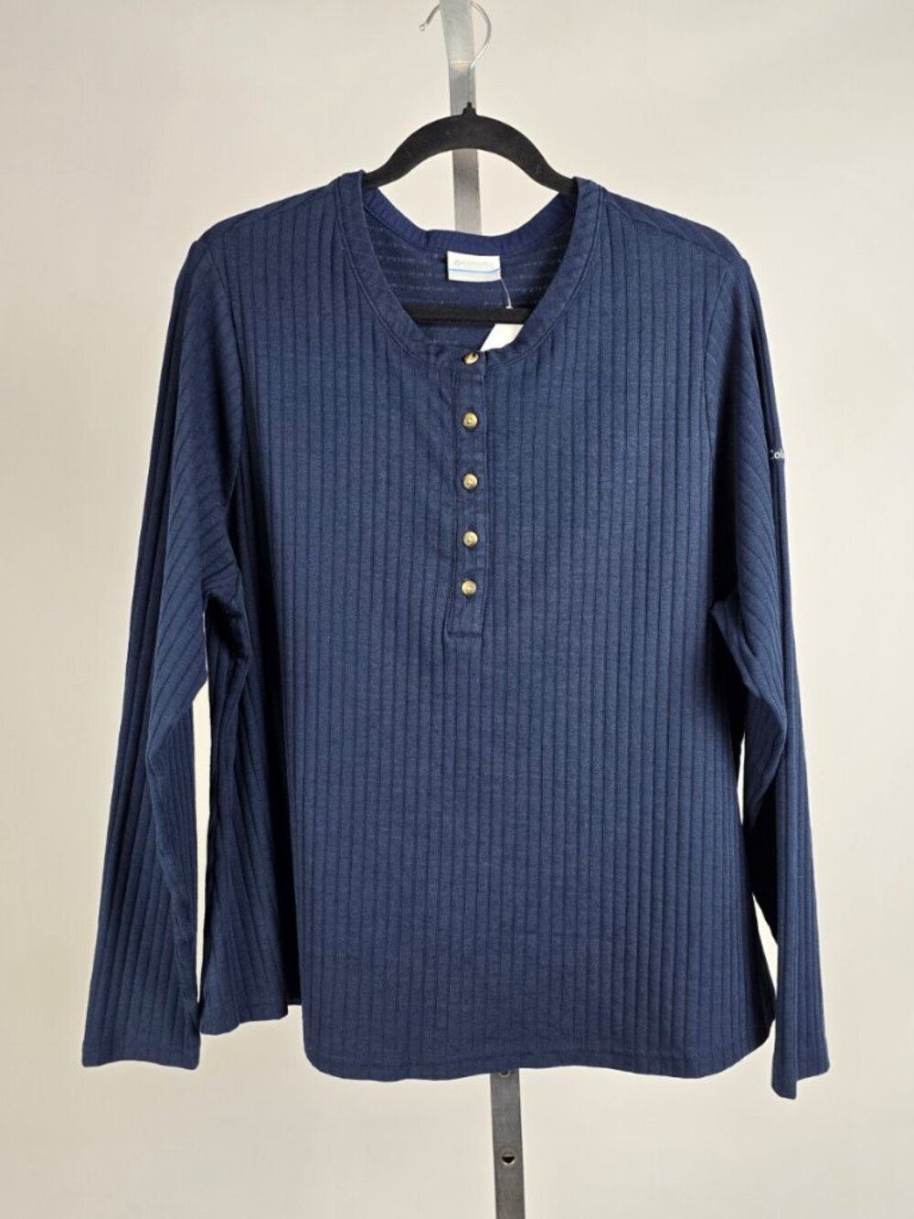 Columbia Sportswear Women’s Ribbed Henley Long Sleeve Top 2X Navy